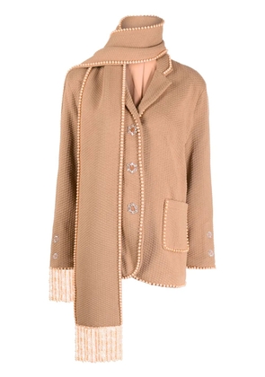 Izaak Azanei pearl-fringe single-breasted jacket - Brown
