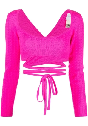 Patou cropped tie-fastening top - Pink