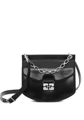 GANNI logo-plaque cross body bag - Black