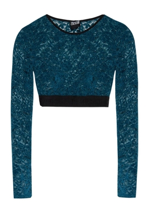 Versace Jeans Couture floral-lace cropped top - Blue