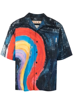 Marni abstract-print cotton shirt - Blue