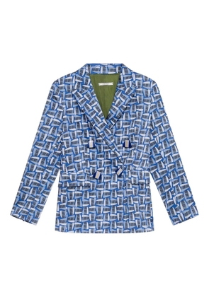 MALIPARMI geometric-print double-breasted blazer - Blue