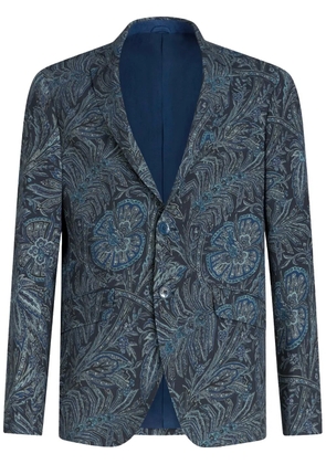 ETRO single-breasted floral-print jacket - Blue