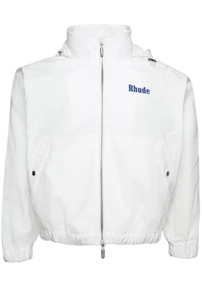 RHUDE logo-print hooded track jacket - White
