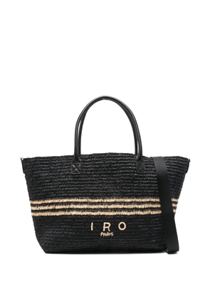 IRO raffia striped shoulder bag - Black