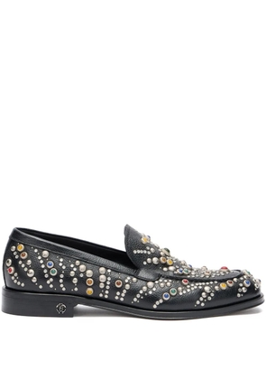 Roberto Cavalli stone-studded leather loafers - Black