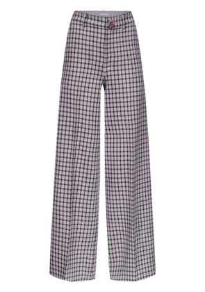 AREA checked wide-leg trousers - Purple
