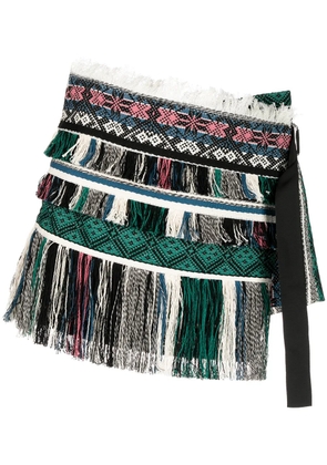 sacai fringed asymmetric shorts - Multicolour