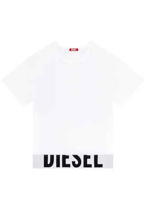 Diesel logo-underband crew-neck crop top - White