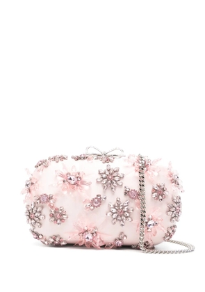 Self-Portrait floral-embellished clutch bag - Pink
