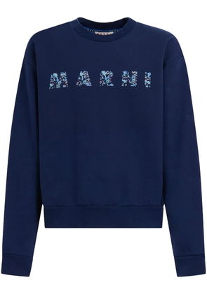 Marni logo-print cotton sweatshirt - Blue