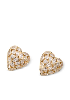 Self-Portrait embellished-heart earrings - Gold