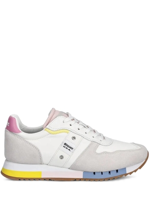 Blauer leather suede panel trainers - White