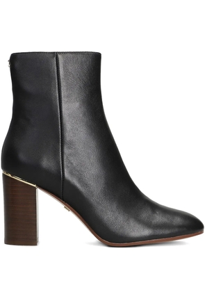 Lola Cruz leather gold-detail block-heel boots - Black