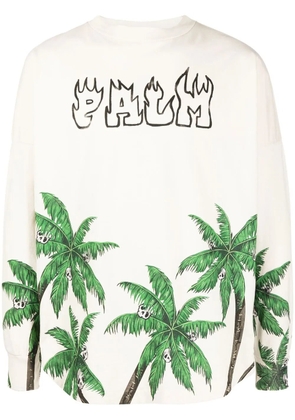 Palm Angels palm-print cotton sweatshirt - White