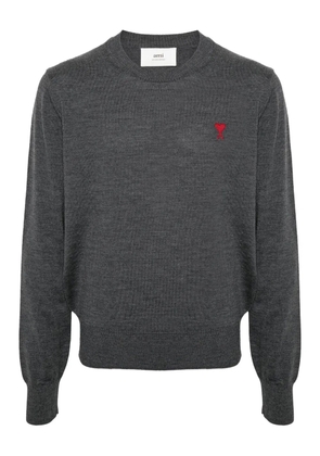 AMI Paris logo-embroidered wool jumper - Grey