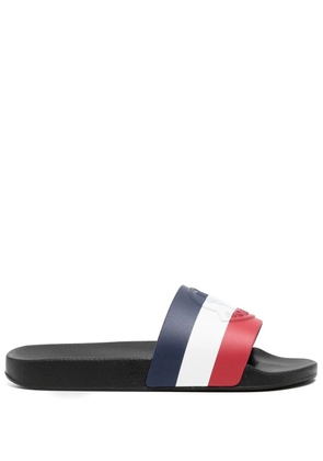 Moncler striped logo-embossed slides - Blue
