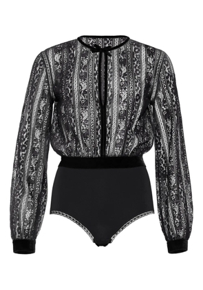 ERES Voltige lace-panel velvet bodysuit - Black