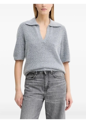 Gestuz GZalpha polo-collar short-sleeve T-shirt - Grey