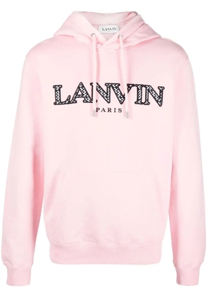 Lanvin embroidered-logo cotton hoodie - Pink