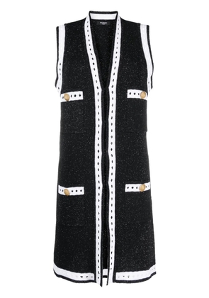 Balmain V-neck contrasting-border cardigan - Black