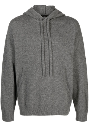 Roberto Collina mélange-effect merino-blend knitted hoodie - Grey
