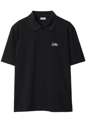 Burberry logo-patch cotton polo shirt - Black