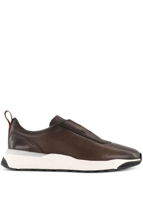 Santoni leather sneakers - Brown
