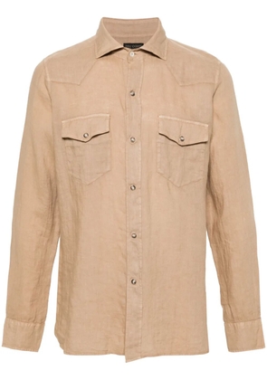 Dell'oglio Western-yoke linen shirt - Neutrals
