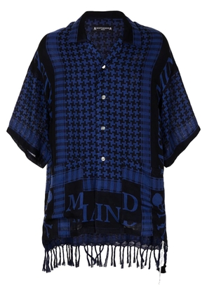 Mastermind World geometric logo-print cotton shirt - Blue