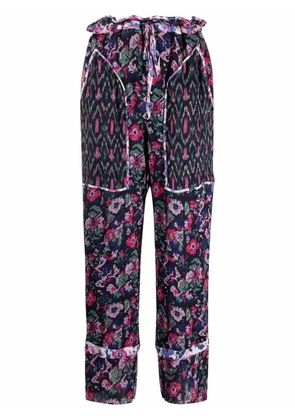MARANT ÉTOILE mix-print straight-leg ankle trousers - Blue