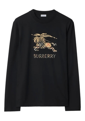 Burberry long-sleeved equestrian-knight design T-shirt - Black