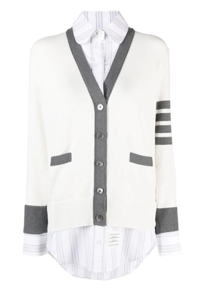 Thom Browne Milano-stitch oxford shirt cardigan combo - White