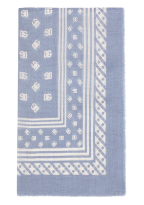 Dolce & Gabbana DNA logo-print frayed scarf - Blue