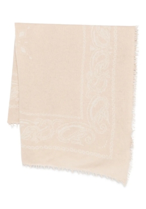 Liska paisley-print frayed scarf - Neutrals