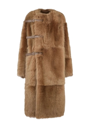 Tod's buckled shearling coat - Brown