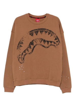 Sprayground shark-stamp sweatshirt - Brown
