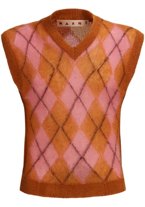 Marni argyle-intarsia V-neck vest - Pink