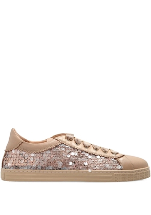 AGL sequinned leather-panel sneakers - Neutrals