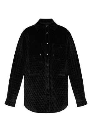 Vivienne Westwood logo-appliqué quilted velvet jacket - Black