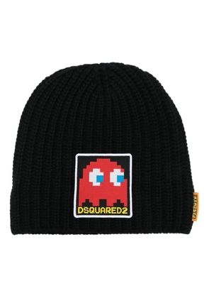 DSQUARED2 logo-patch knit beanie - Black