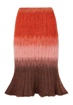 FENDI flared ribbed-knit midi skirt - Brown