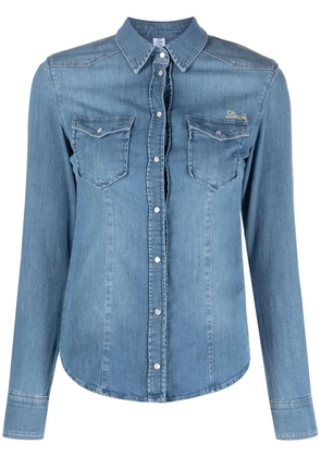 LIU JO logo-embroidered denim shirt - Blue