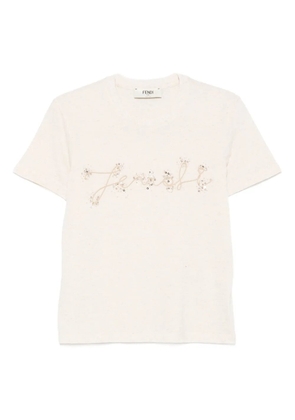 FENDI sequin-embellished T-shirt - Neutrals