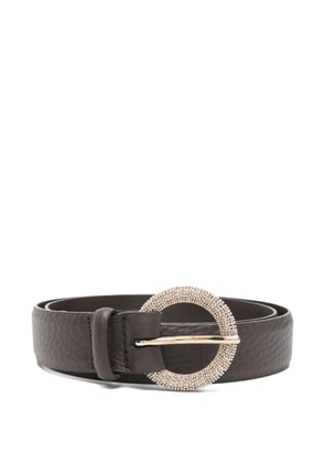Orciani textured embellished-buckle leather belt - Brown