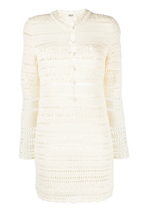 Saint Laurent pointelle-knit detail dress - White