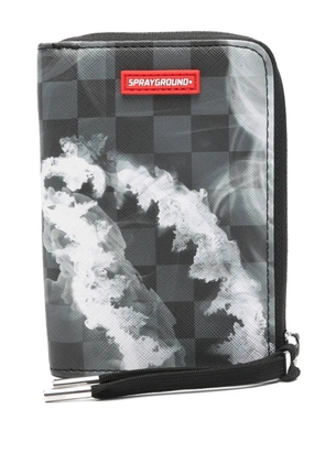 Sprayground checkerboard print zip wallet - Grey