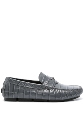 Versace Medusa croc-effect leather loafers - Grey