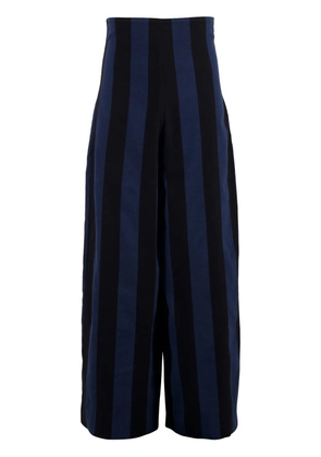 Marrakshi Life high-waisted striped cotton trousers - Blue