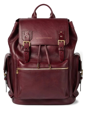 Brunello Cucinelli buckle leather backpack - Red
